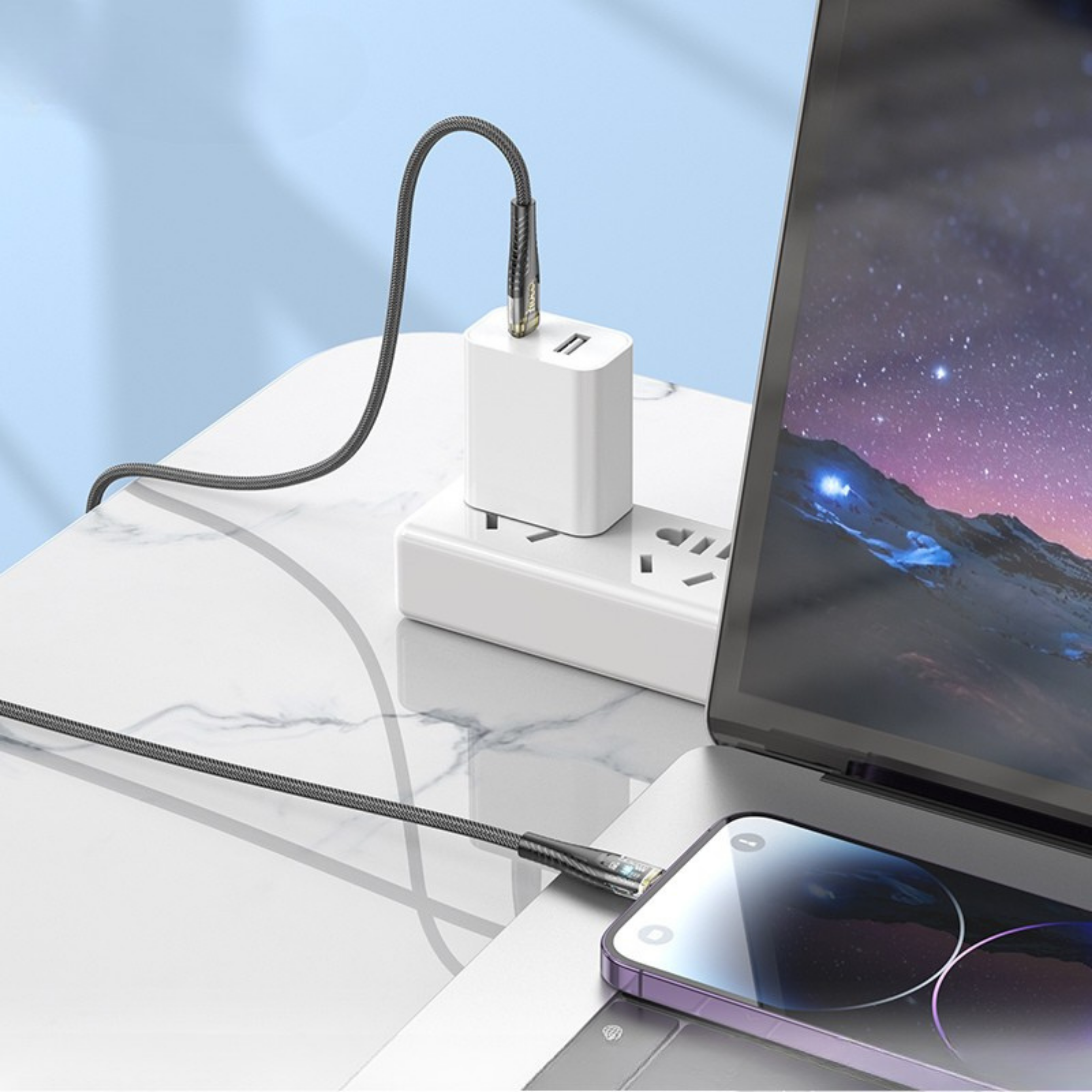 HOCO U121 Transparent Discovery Edition PD 27W Charging Cable (USB-C to iP) | IBRELIA™
