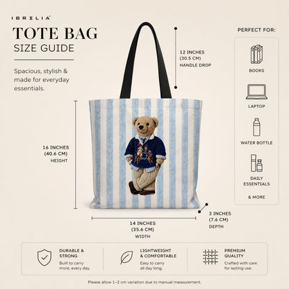IBRELIA™ Teddy Bloom Pastel Tote Bag – Cute Bear Aesthetic Jute Tote IBRELIA
