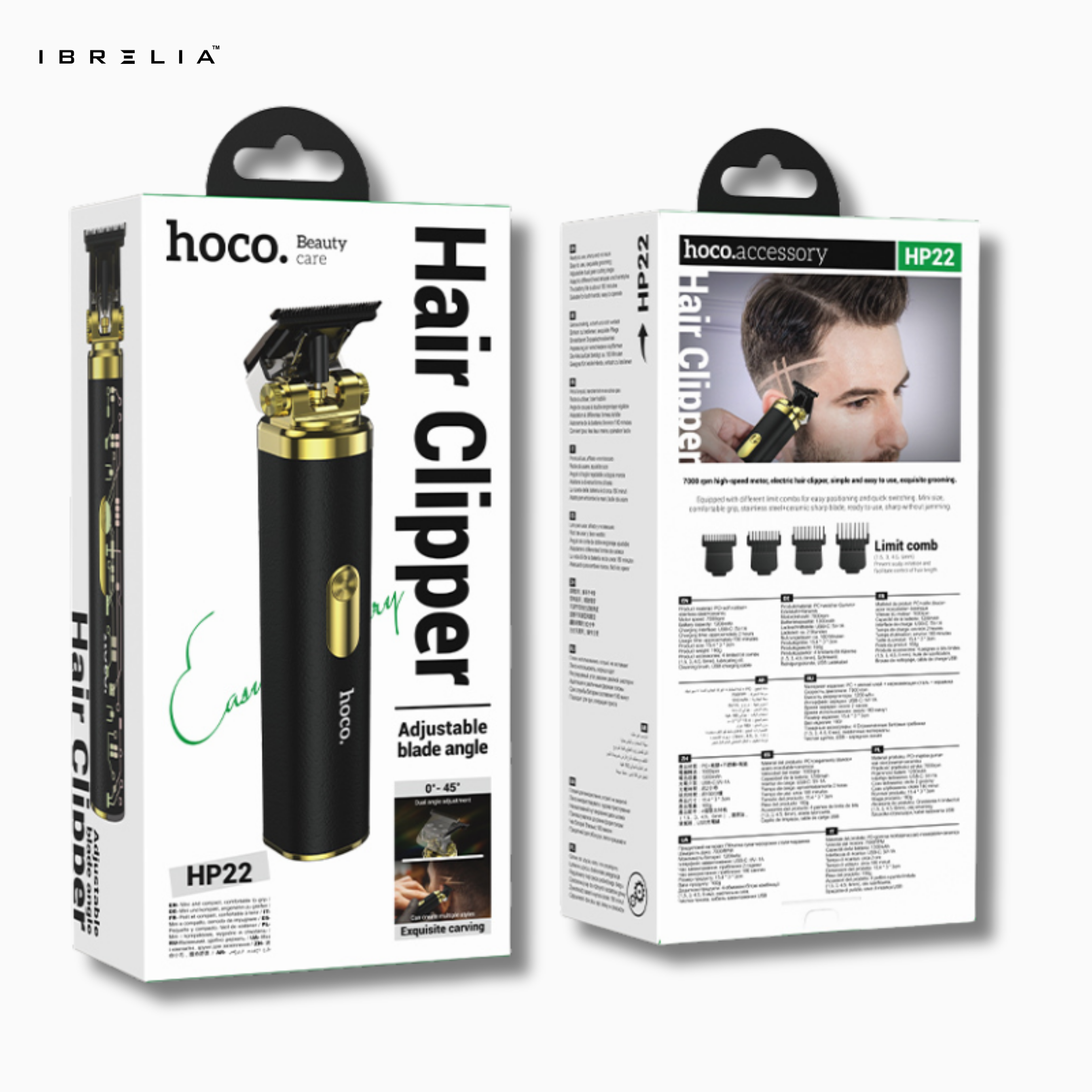 HOCO HP22 Retro Engraving Electric Hair Clipper | Adjustable Blade Angle | 7000 RPM Motor | IBRELIA™
