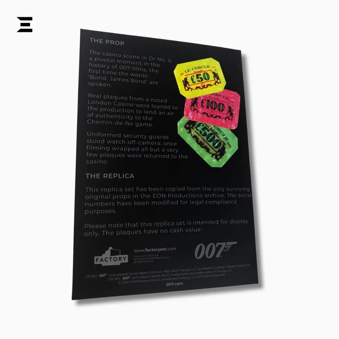 James Bond 007 Dr. No Casino Plaque Set – Limited Edition Prop Replica by Factory Entertainment IBRELIA