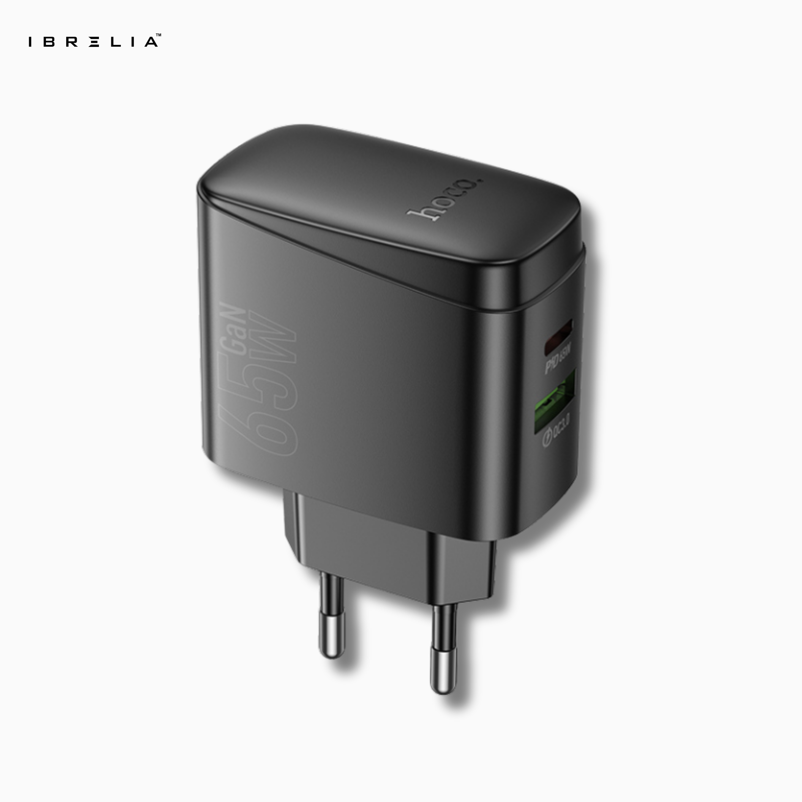 HOCO CS63A Bright PD65W Dual-Port Fast Charger (USB-C + USB-A | 65W Total Output | EU Plug) | IBRELIA™