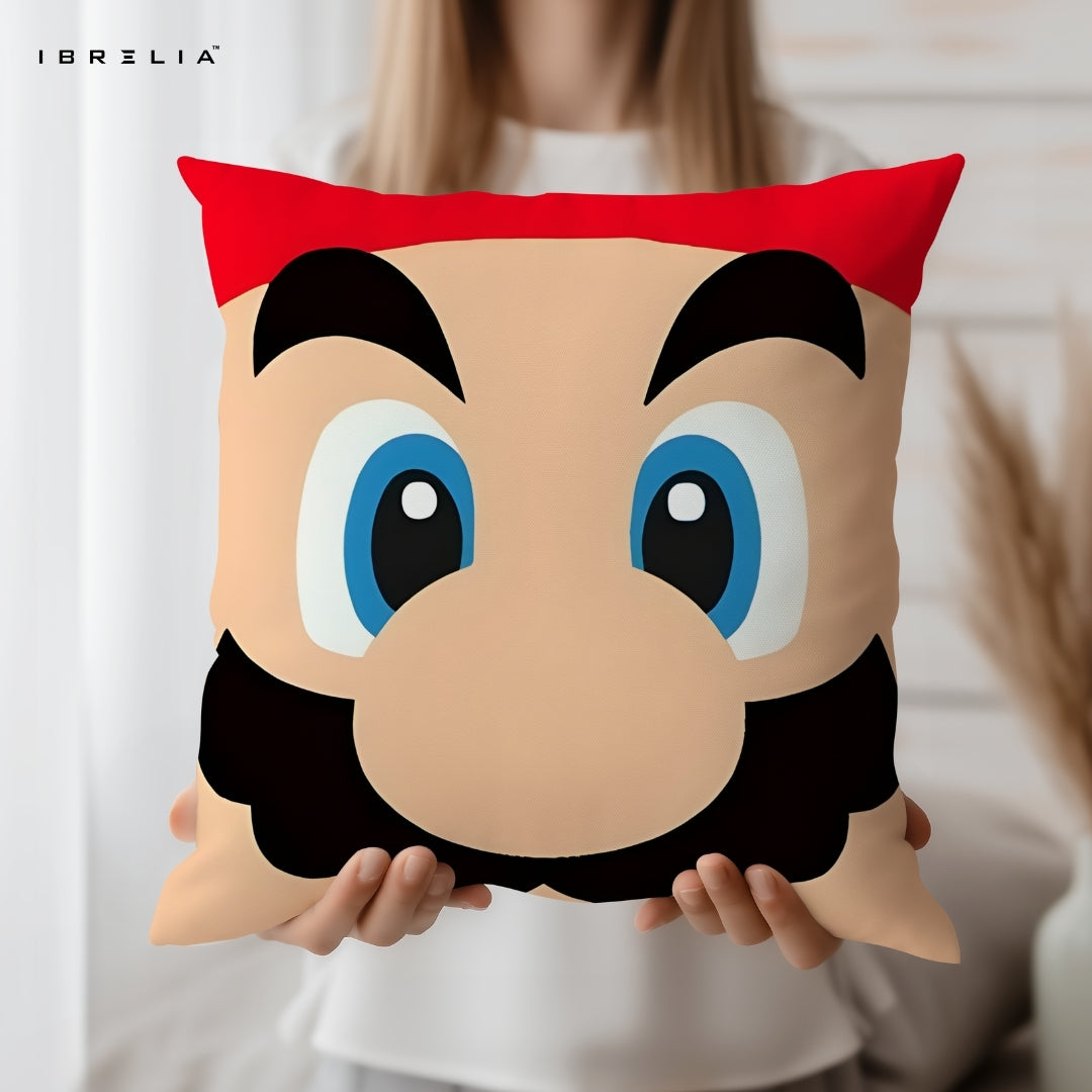 Super Mario Cartoon Cushion 15x15 Inch | Gaming Character Aesthetic Pillow | IBRELIA™ IBRELIA