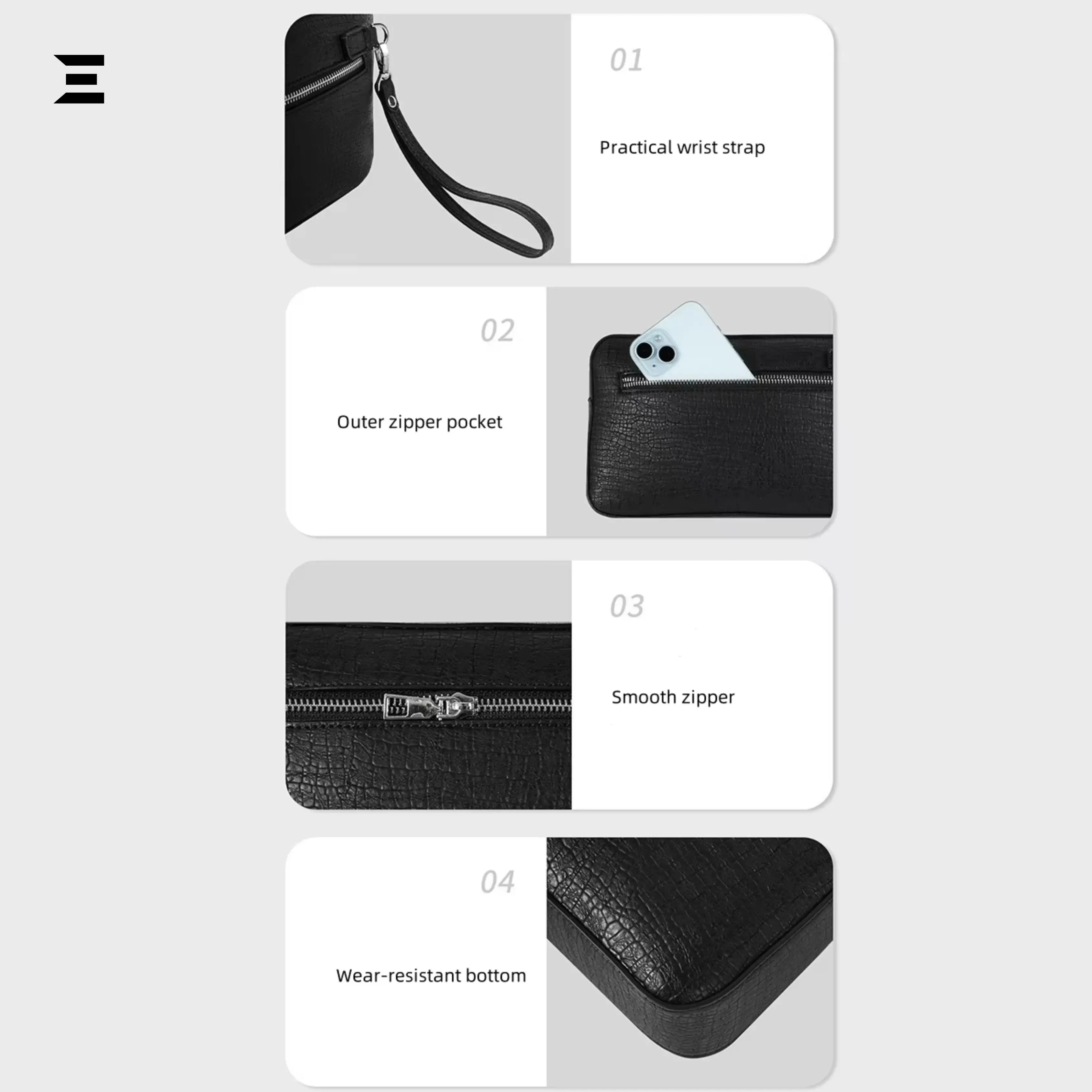 Luxury Fingerprint Lock Leather Clutch Bag – Secure Smart Handbag IBRELIA™ IBRELIA