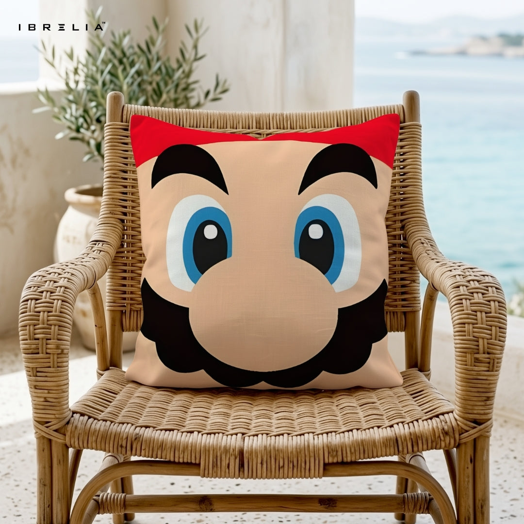 Super Mario Cartoon Cushion 15x15 Inch | Gaming Character Aesthetic Pillow | IBRELIA™ IBRELIA