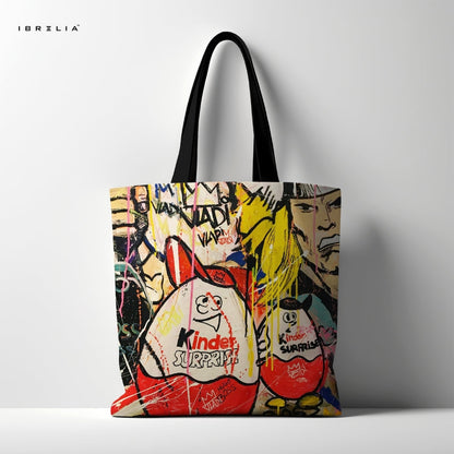IBRELIA™ Graffiti Pop Art Chocolate Tote Bag – Urban Street Style Tote IBRELIA