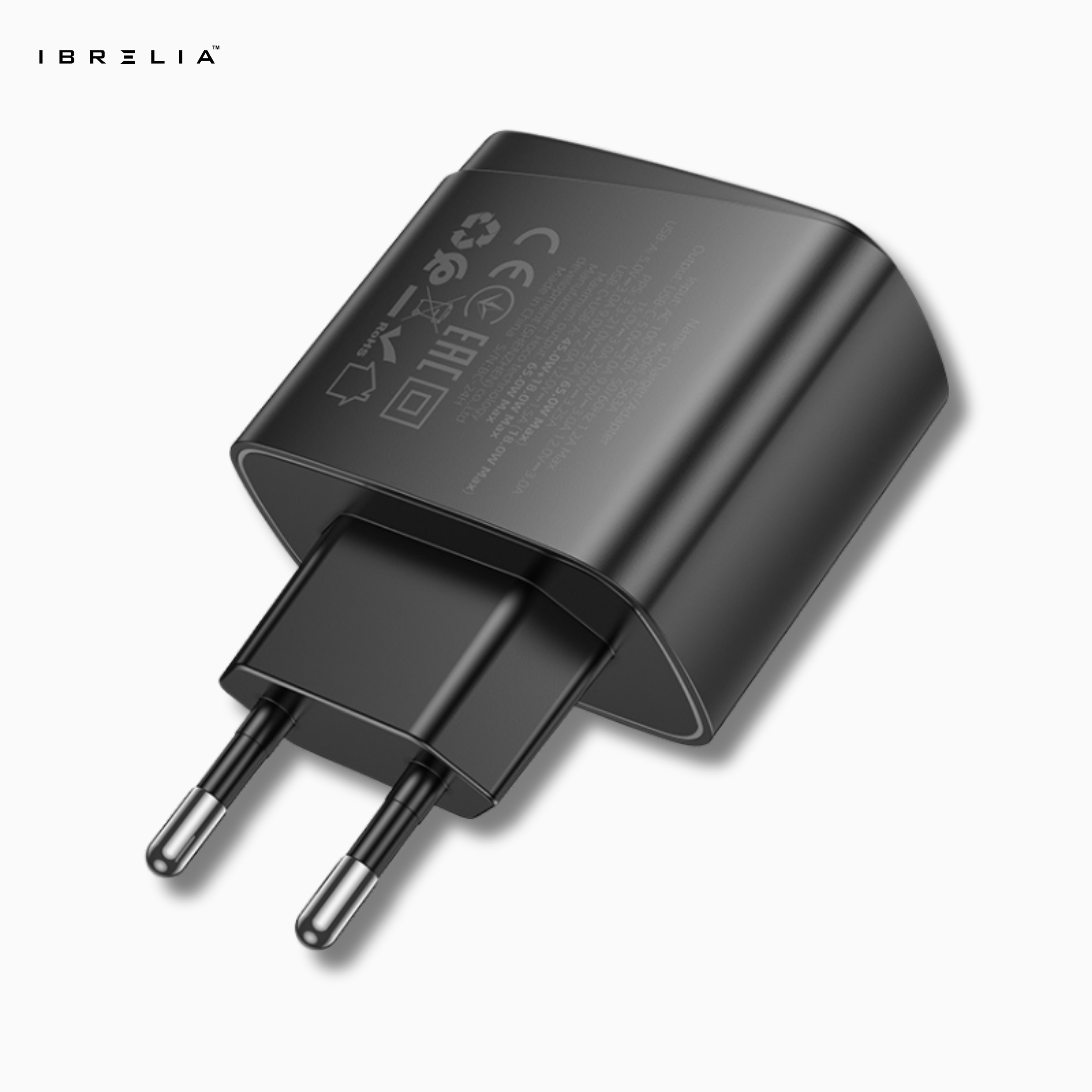 HOCO CS63A Bright PD65W Dual-Port Fast Charger (USB-C + USB-A | 65W Total Output | EU Plug) | IBRELIA™