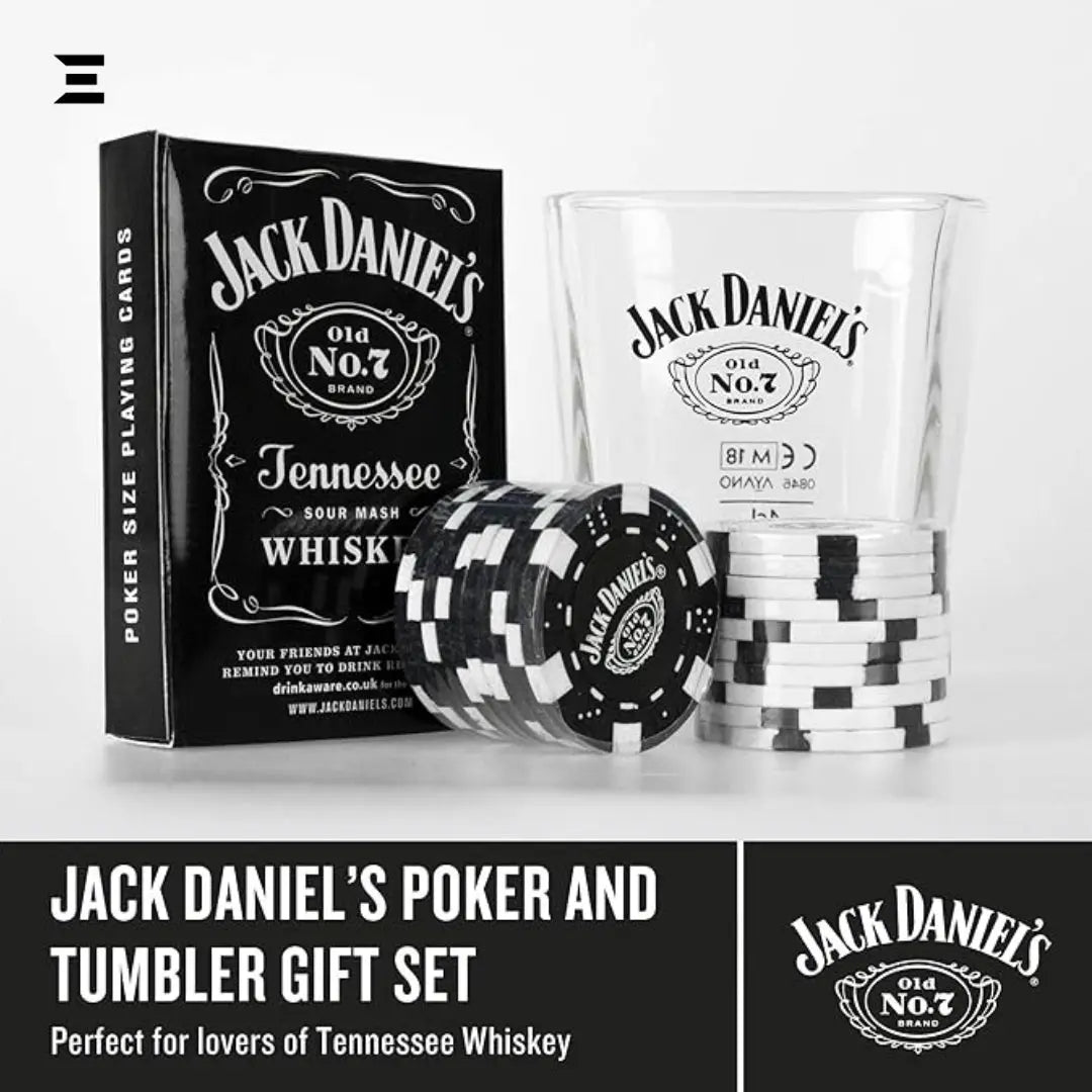Jack Daniel’s Poker Night Gift Set – Tumbler, Chips & Playing Cards IBRELIA