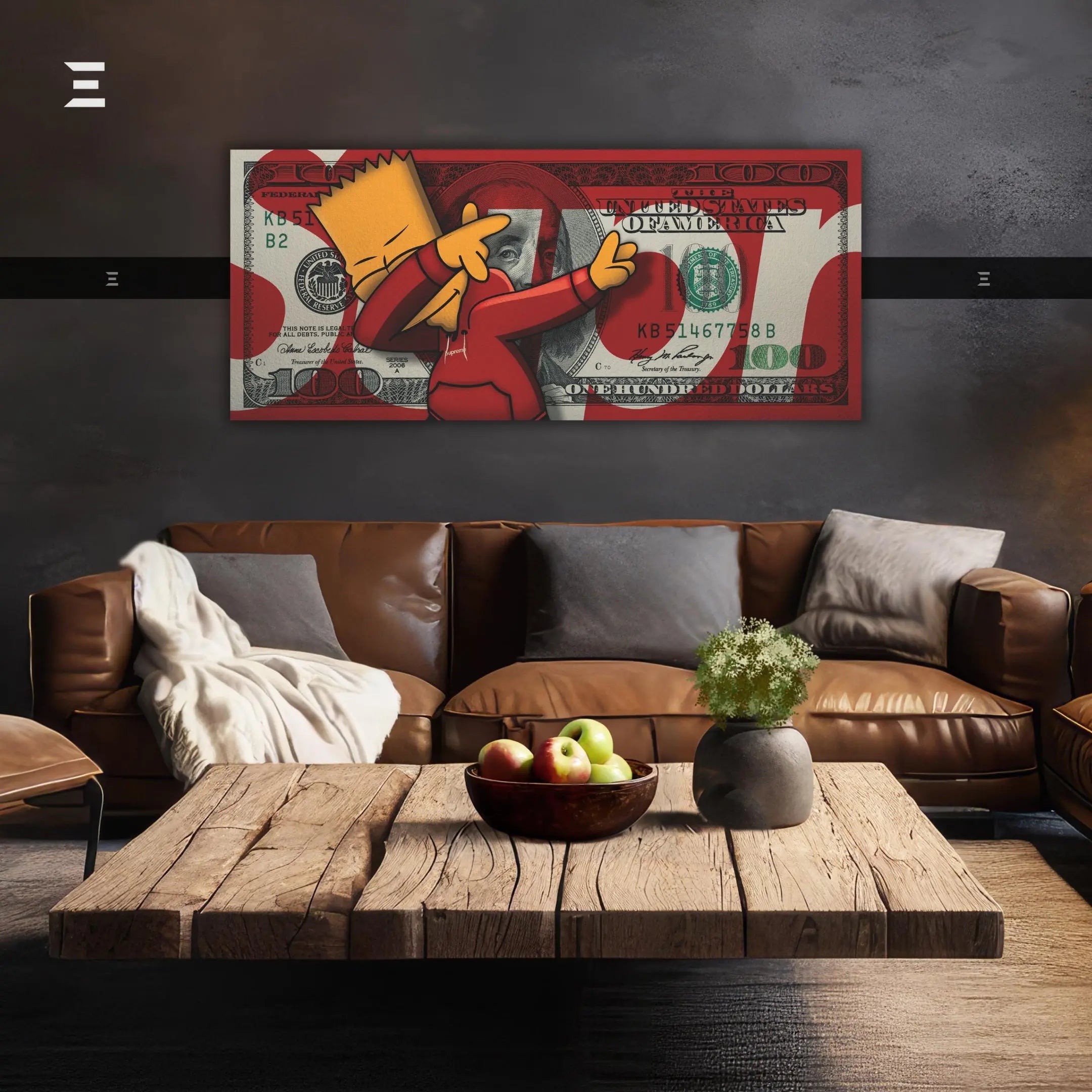 Ultra Wide Wall Art – Bart Simpson x $100 Dollar Bill | IBRELIA IBRELIA