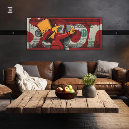 Ultra Wide Wall Art – Bart Simpson x $100 Dollar Bill | IBRELIA IBRELIA
