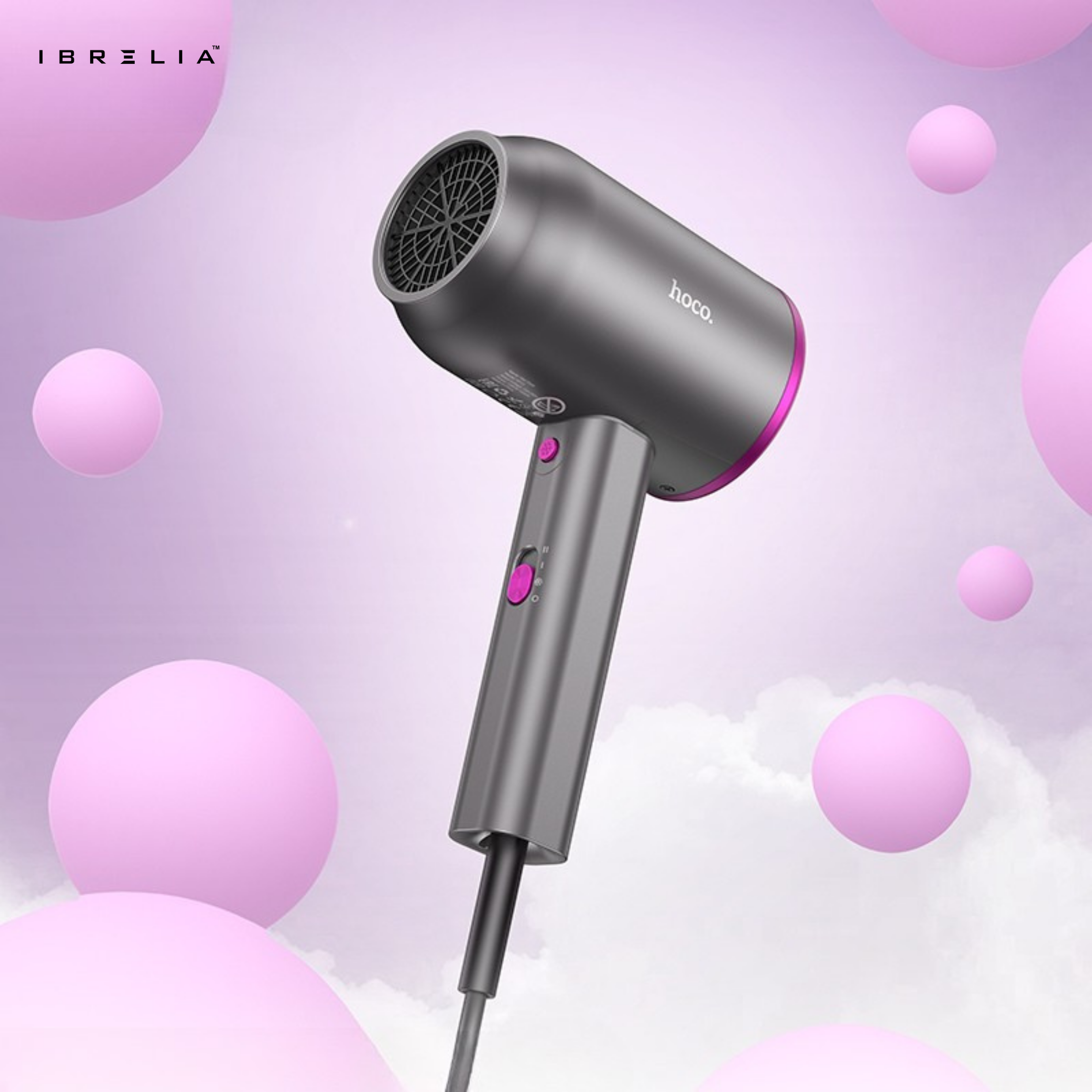 HOCO HP13 Hot & Cold Hair Dryer | Low Noise Portable Dryer | 360° Nozzle | IBRELIA™