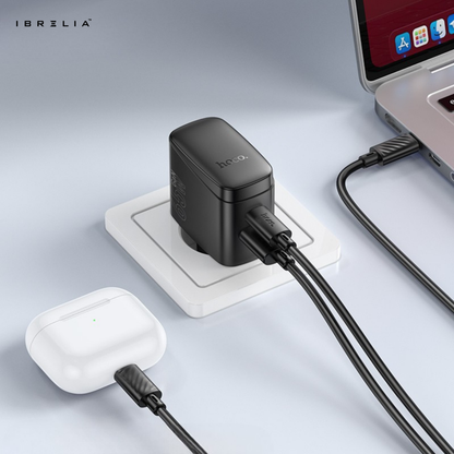 HOCO CS63A Bright PD65W Dual-Port Fast Charger (USB-C + USB-A | 65W Total Output | EU Plug) | IBRELIA™