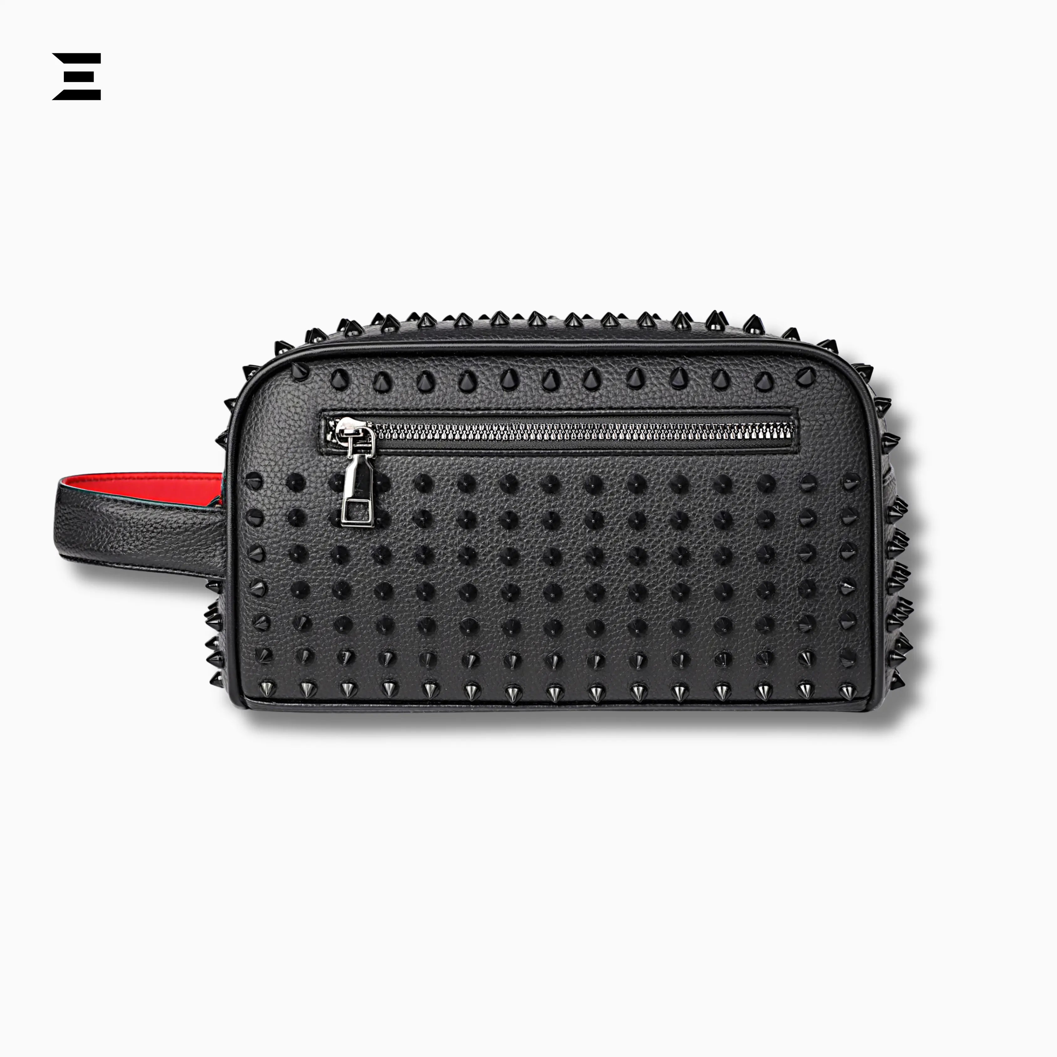 Elegant Black Rivet Leather Wrist Clutch – Unisex Evening & Party Bag IBRELIA™ IBRELIA