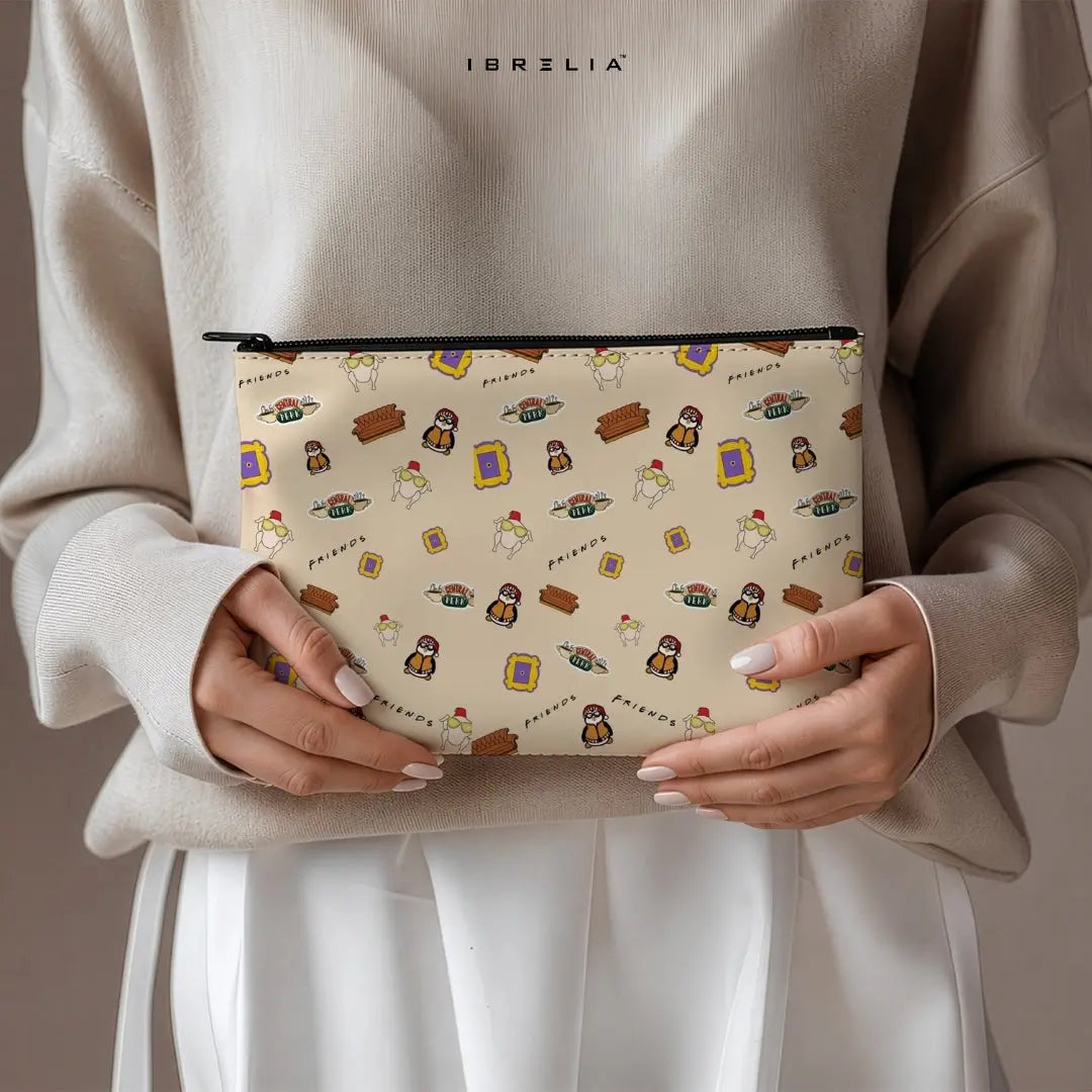 Coffee House Nostalgia Makeup & Pencil Pouch – Double-Sided Print – IBRELIA™