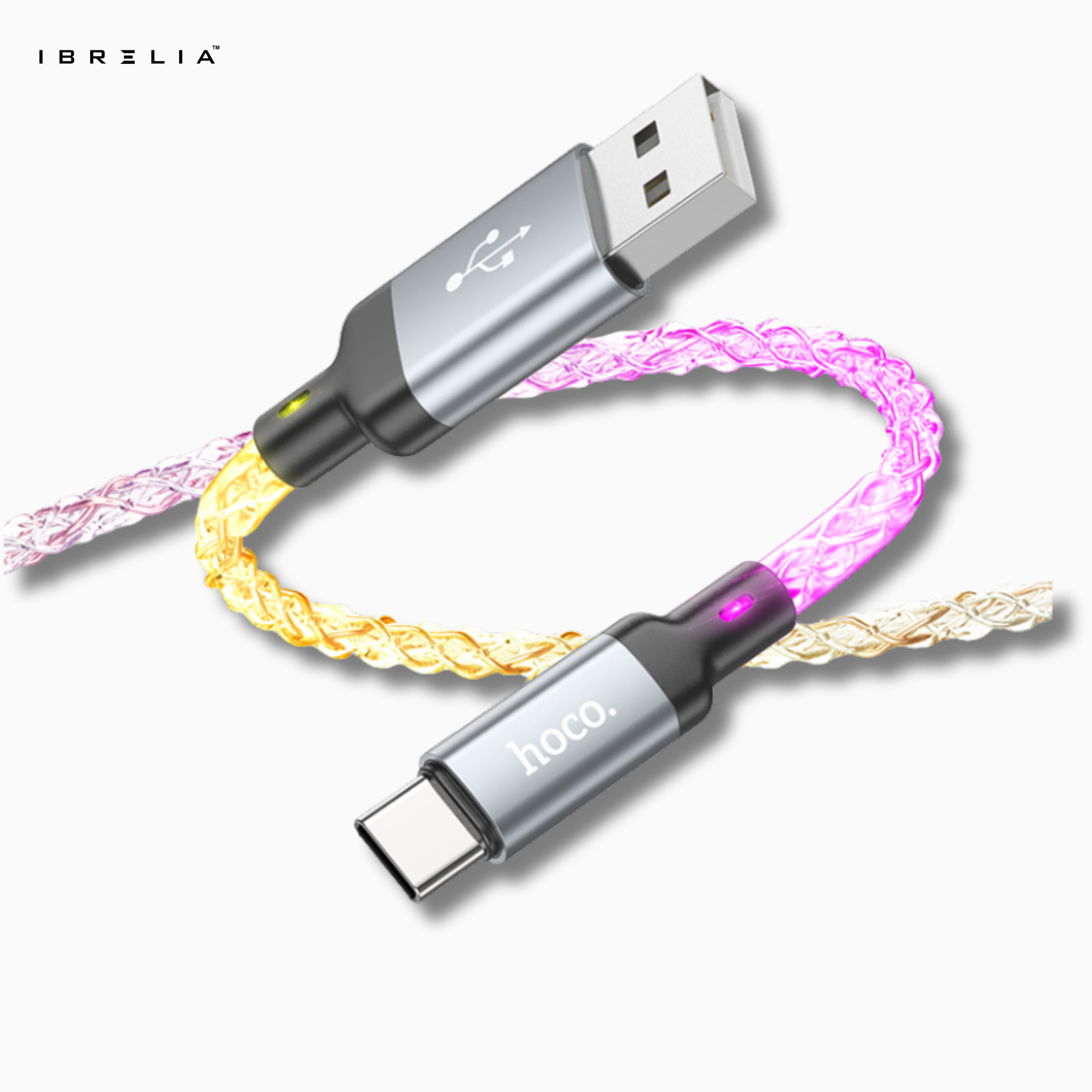 HOCO U112 Shine LED 3A Charging Data Cable (USB-A to Type-C) | IBRELIA™