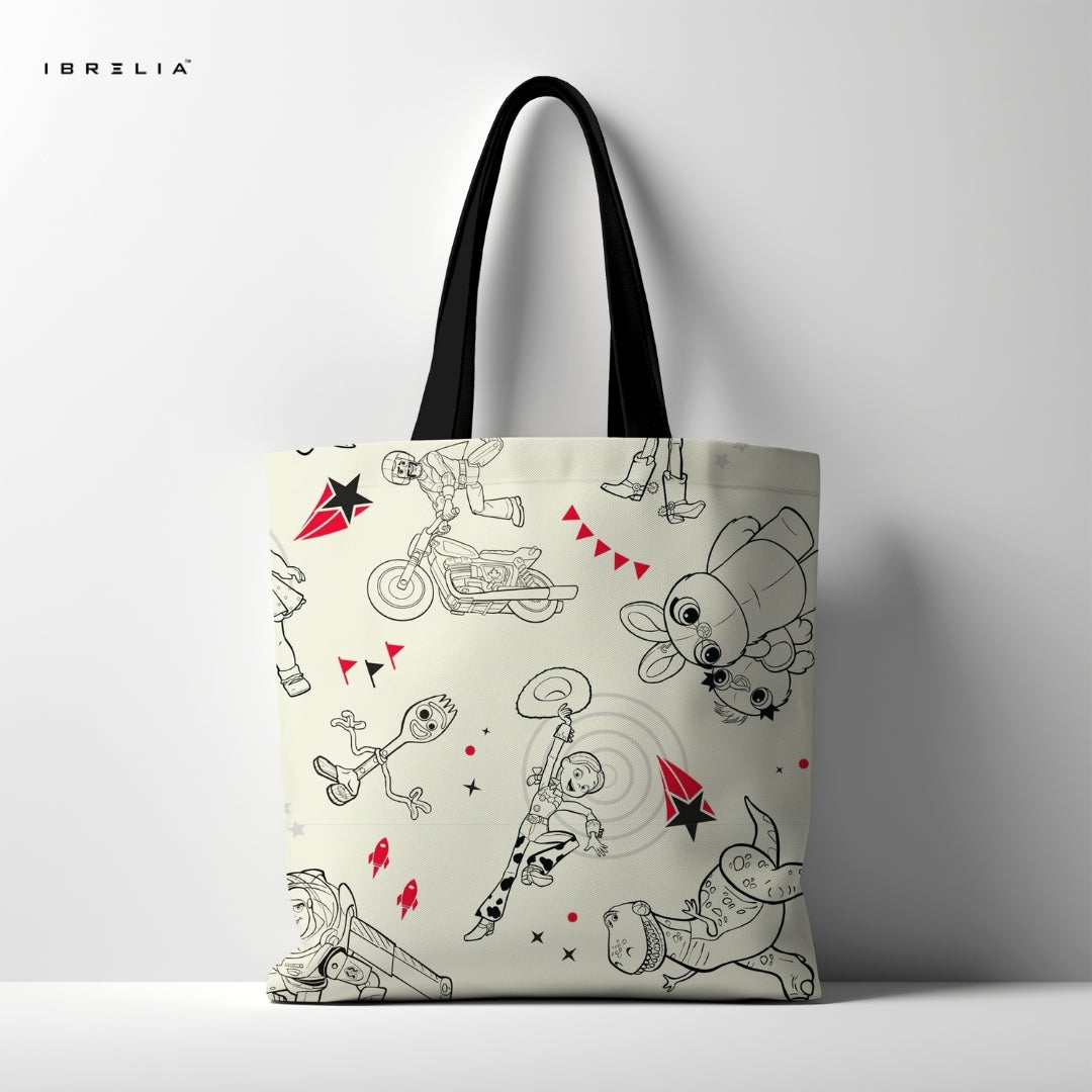 IBRELIA™ Toy Story Sketch Tote Bag – Minimal Cartoon Pop Art Tote IBRELIA