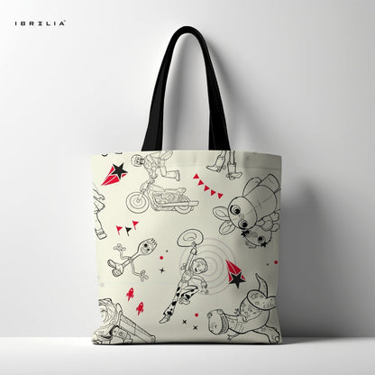 IBRELIA™ Toy Story Sketch Tote Bag – Minimal Cartoon Pop Art Tote IBRELIA