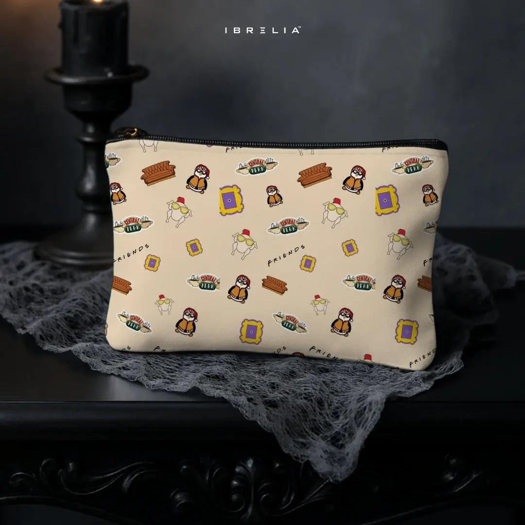 Coffee House Nostalgia Makeup & Pencil Pouch – Double-Sided Print – IBRELIA™