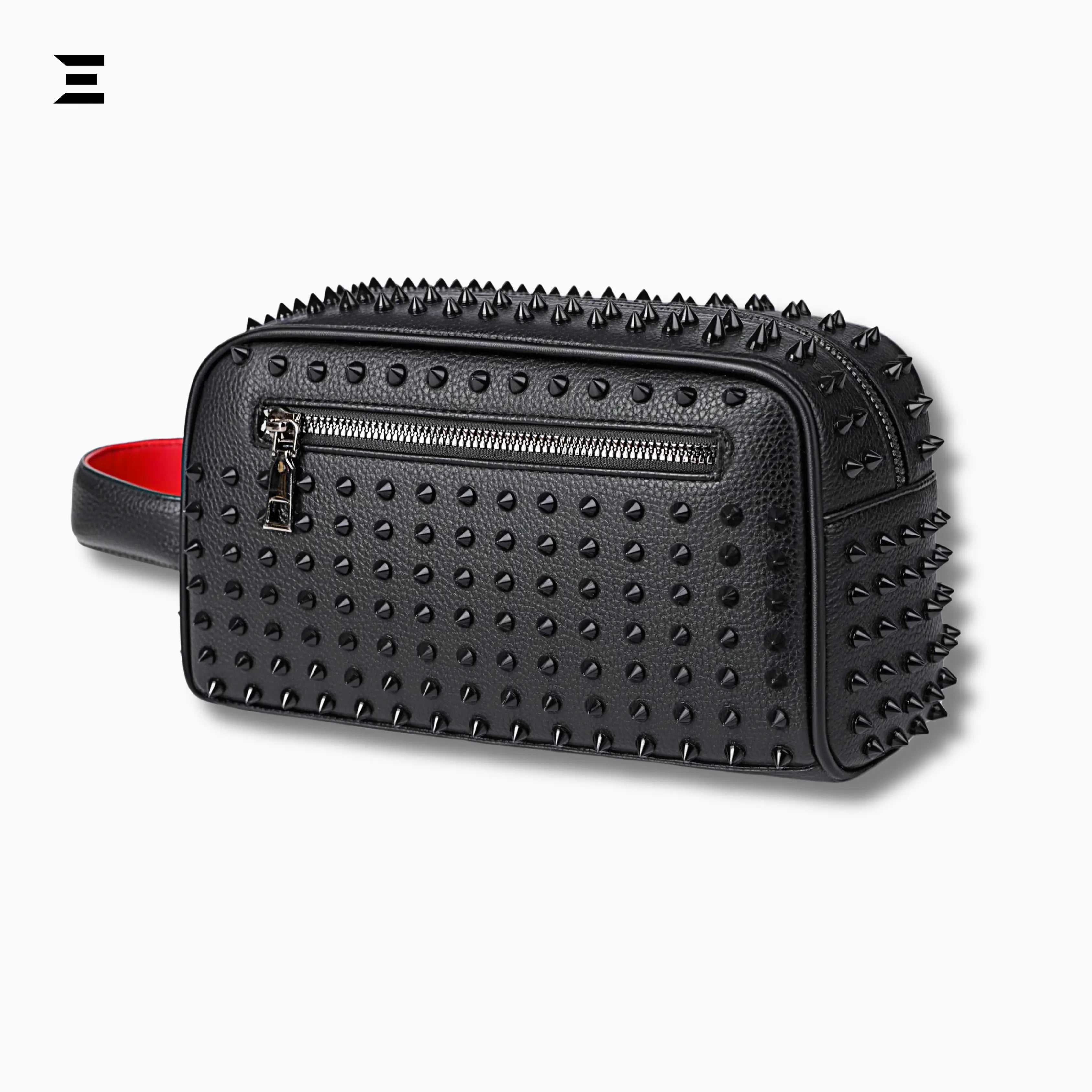 Elegant Black Rivet Leather Wrist Clutch – Unisex Evening & Party Bag IBRELIA™ IBRELIA