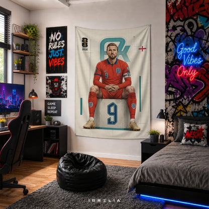 Harry Kane – FIFA World Cup 2026 – Premium Jute Fabric Tapestry – IBRELIA™