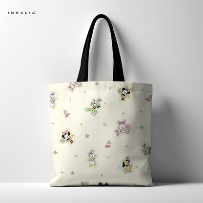 IBRELIA™ Pastel Cartoon Friends Tote Bag – Cute Minimal Aesthetic Tote IBRELIA