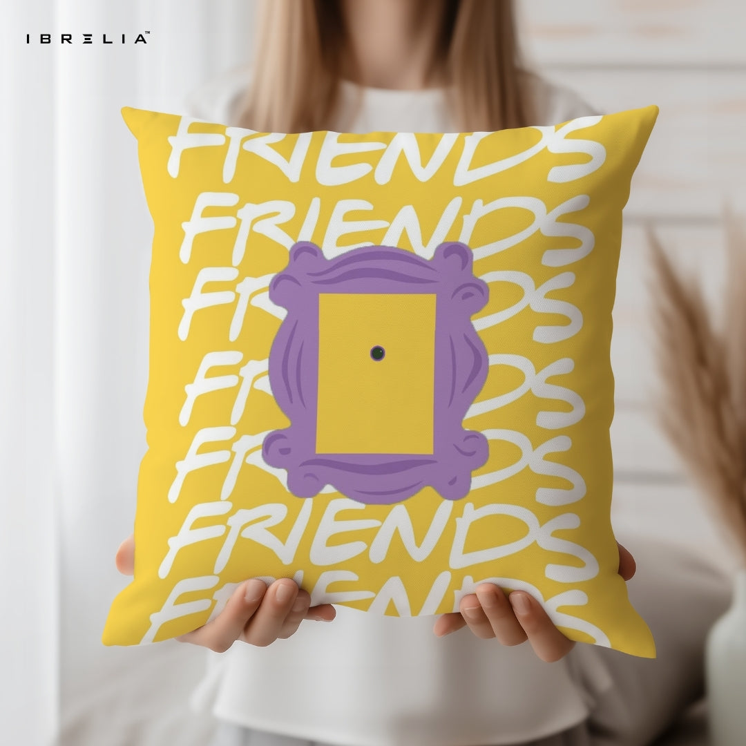 Friends Inspired Cushion | Iconic Yellow Door Frame Design | Aesthetic TV Show Cushion | IBRELIA™ IBRELIA