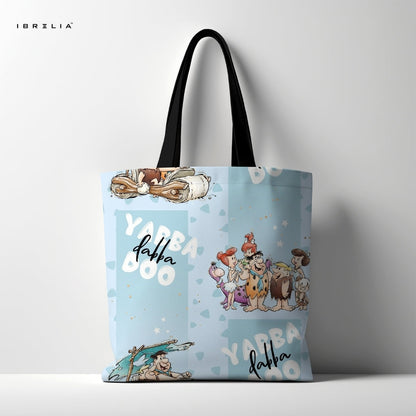 IBRELIA™ Yabba Dabba Cartoon Tote Bag – Retro Stone Age Pop Art Tote IBRELIA