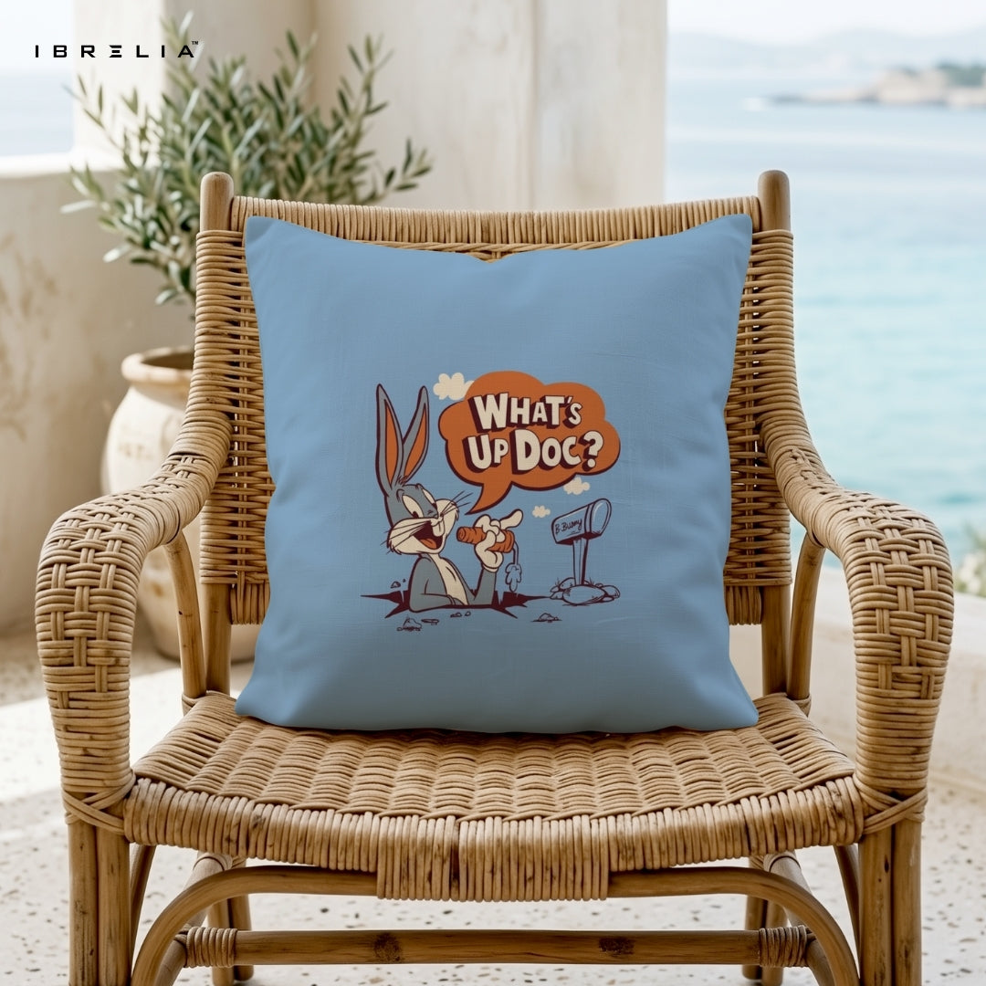 Bugs Bunny “What’s Up Doc?” Cushion 15x15 Inch | Looney Tunes Cartoon Pillow | IBRELIA™ IBRELIA