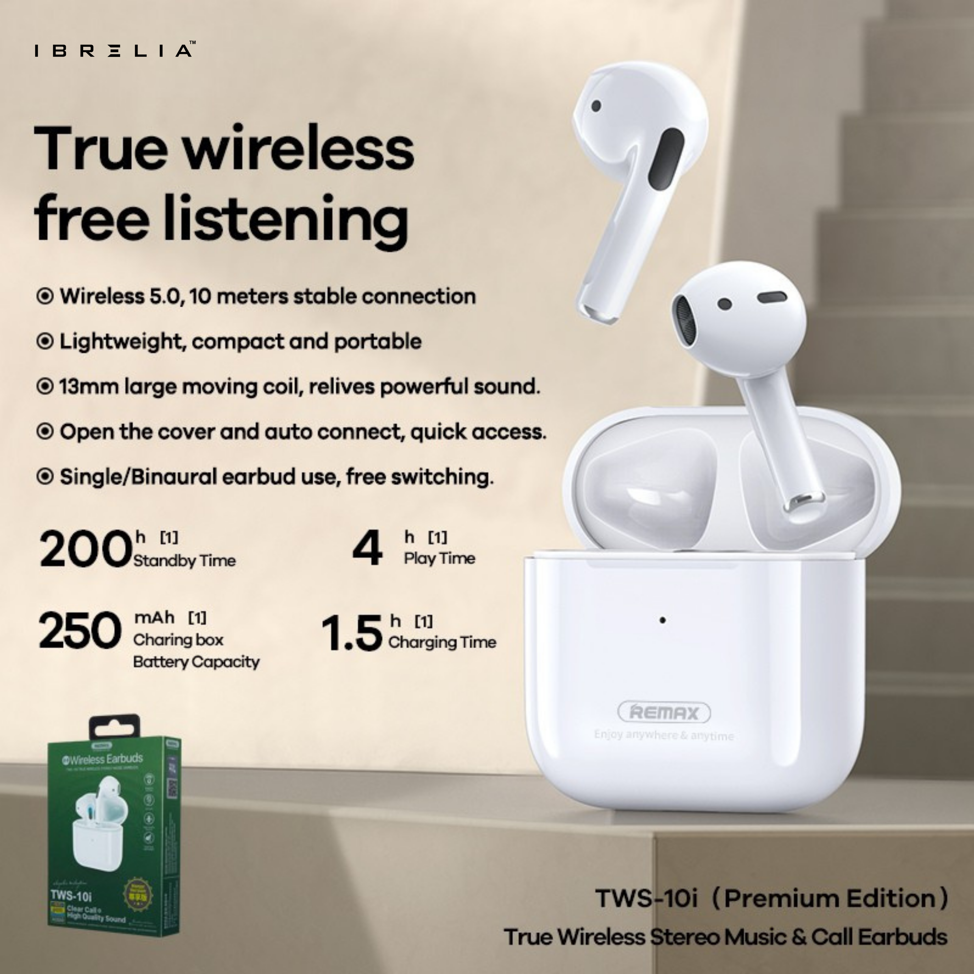 REMAX TWS-10i True Wireless Stereo Earbuds | Clear Call + High-Quality Sound | IBRELIA™