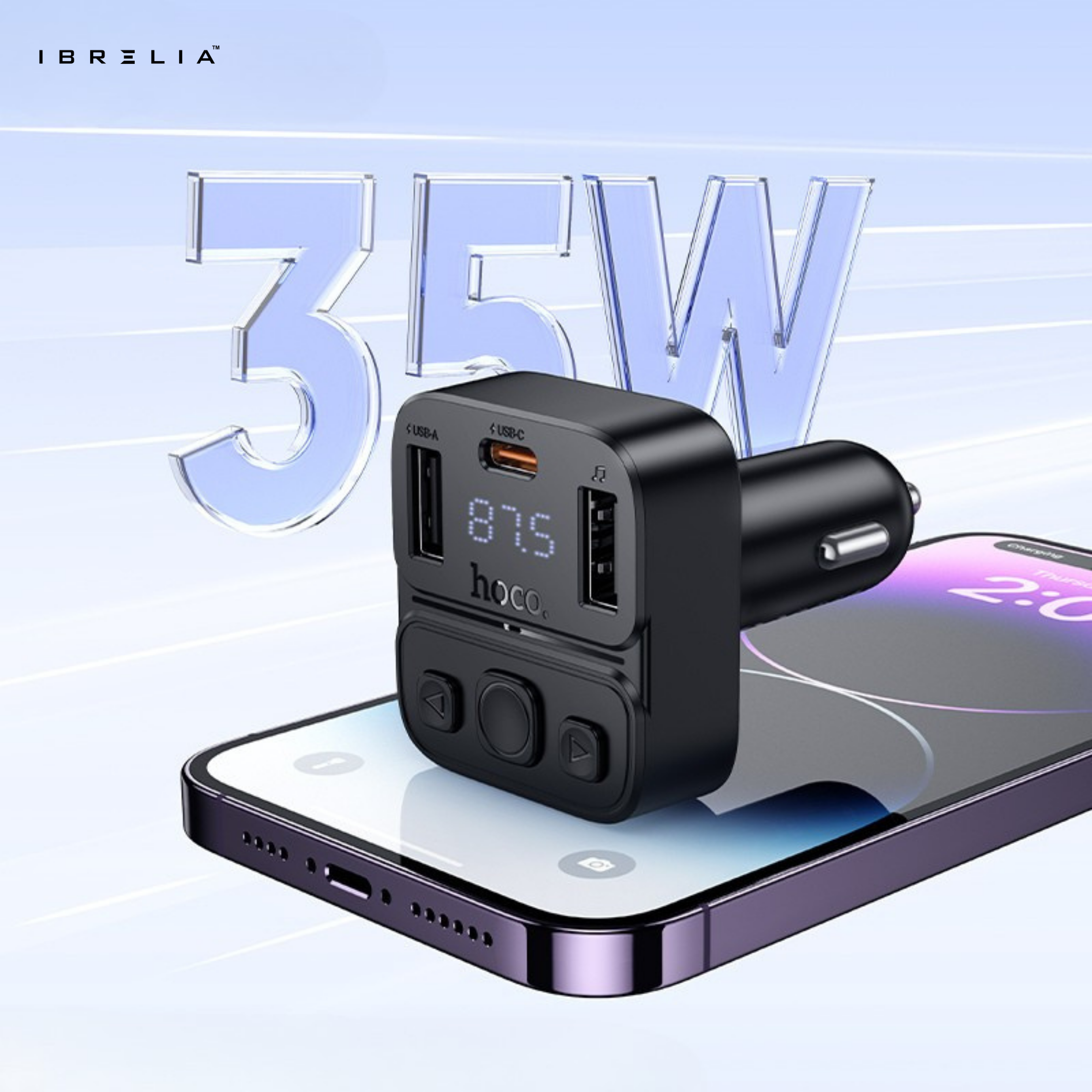 HOCO E87 – 35W High-Power In-Car Wireless FM Transmitter | IBRELIA™