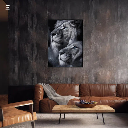 Premium Resin Coated Wall Art – Lion Couple with Blue Eyes Frame | IBRELIA Pakistan IBRELIA