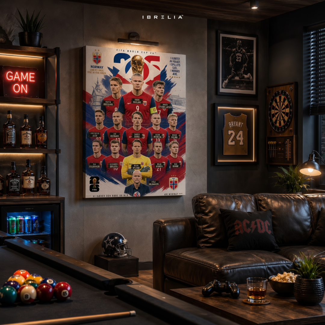 Norway FIFA World Cup 2026 Team Wall Art – Erling Haaland Football Poster | IBRELIA™