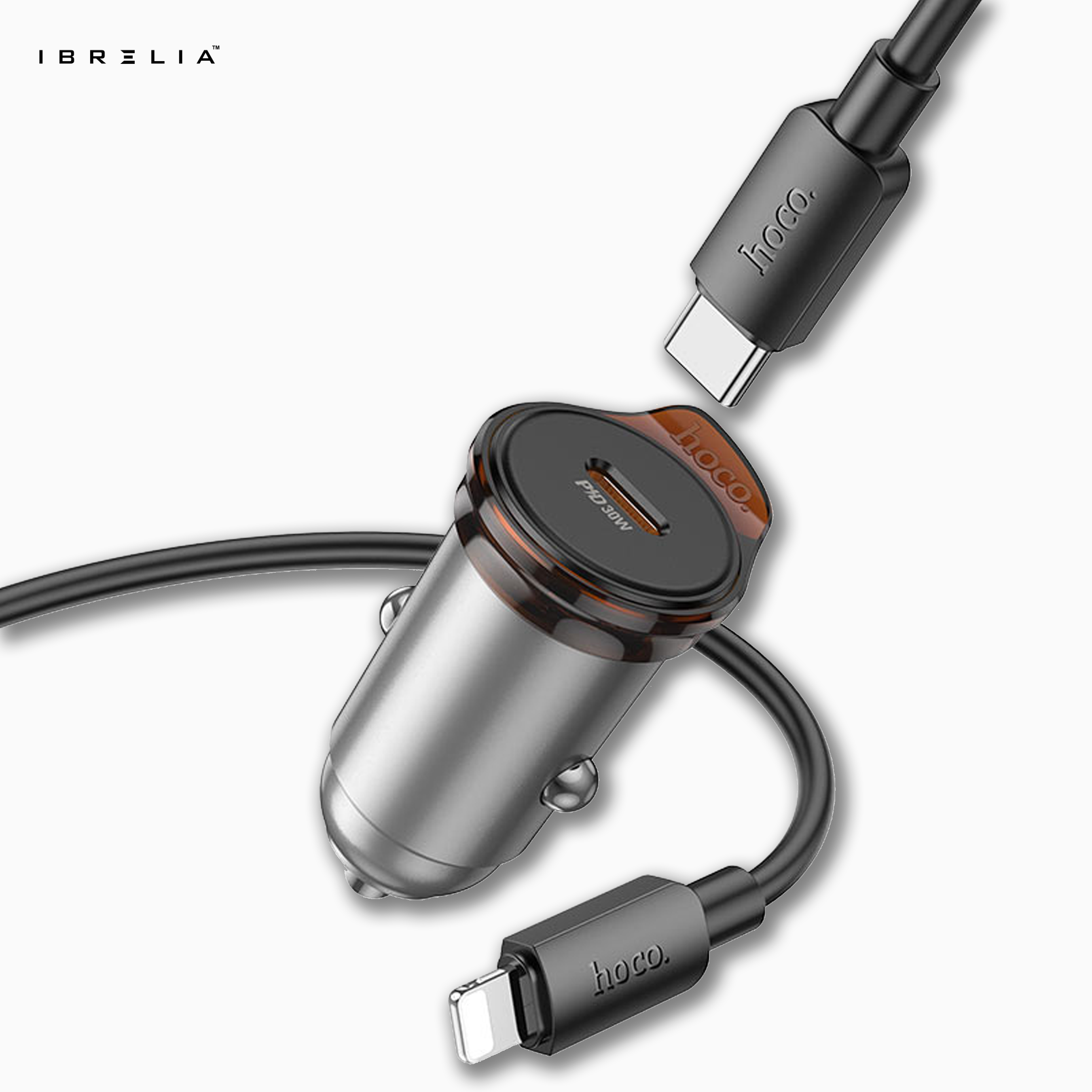 HOCO NZ16 Rigorous PD30W Mini Car Charger Set (C to iP) | 30W Fast Charging | IBRELIA™