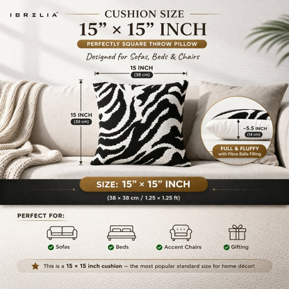 Abstract Line Art Cushion | Black & White Modern Pattern | Minimal Aesthetic Cushion | IBRELIA™ IBRELIA