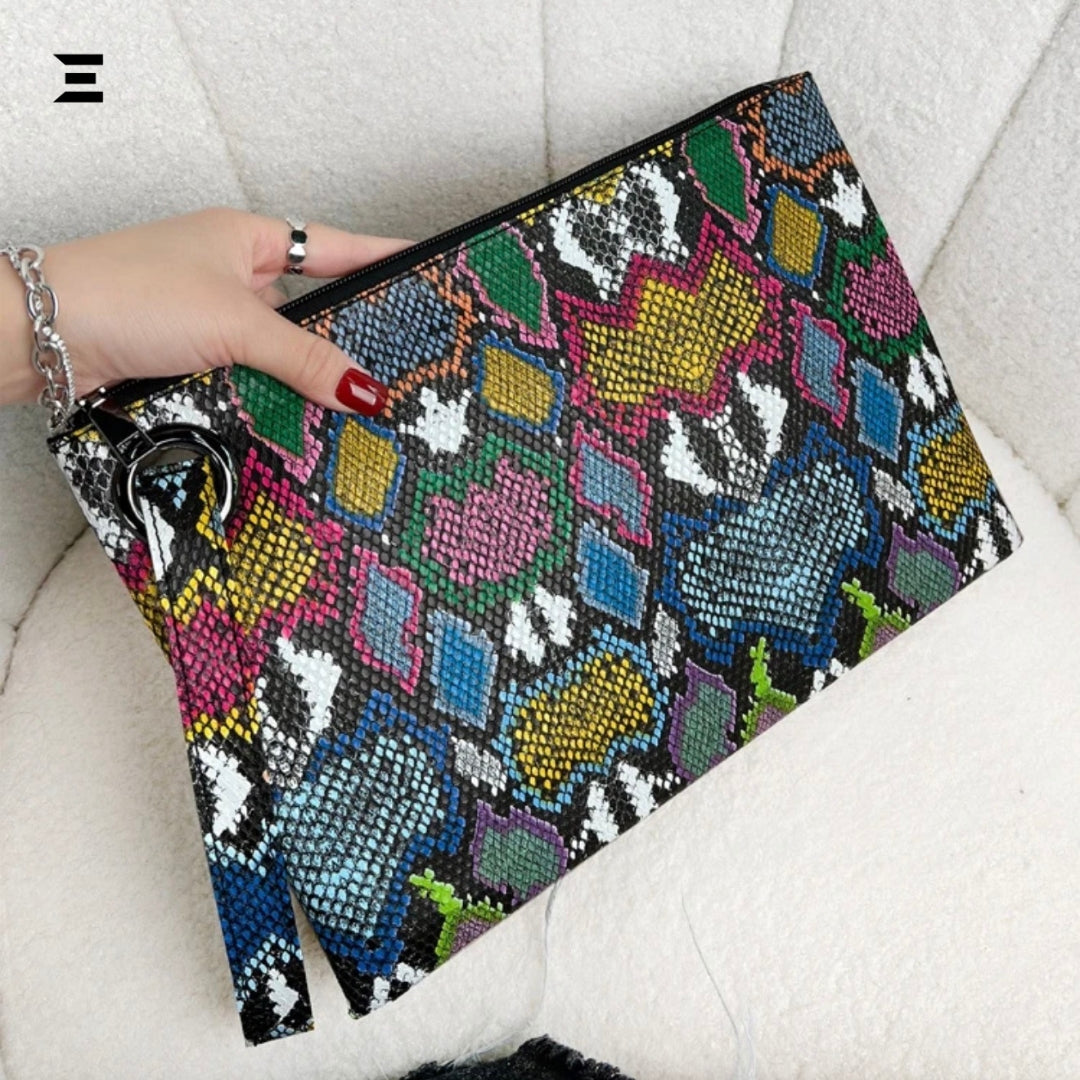 Snake Print Wristlet Bag | Large Capacity Fashion Clutch for Women | IBRELIA™