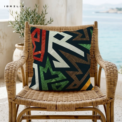 Abstract Tribal Cushion | Geometric Pattern Cushion | Modern Ethnic Decorative Cushion | IBRELIA™ IBRELIA