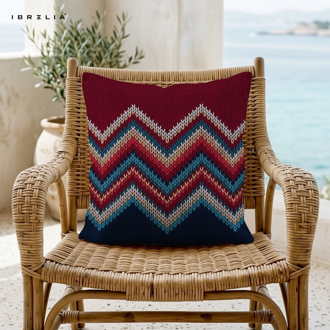 Chevron Pattern Cushion | Knitted Zigzag Cushion | Cozy Decorative Cushion | IBRELIA™ IBRELIA