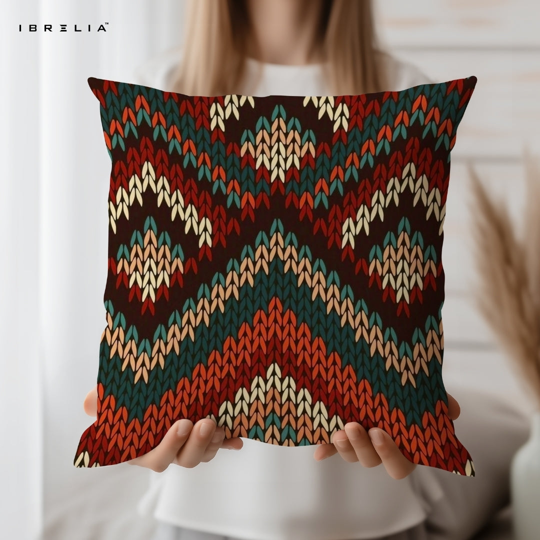 Chevron Pattern Cushion | Knitted Texture Cushion | Cozy Decorative Cushion | IBRELIA™ IBRELIA