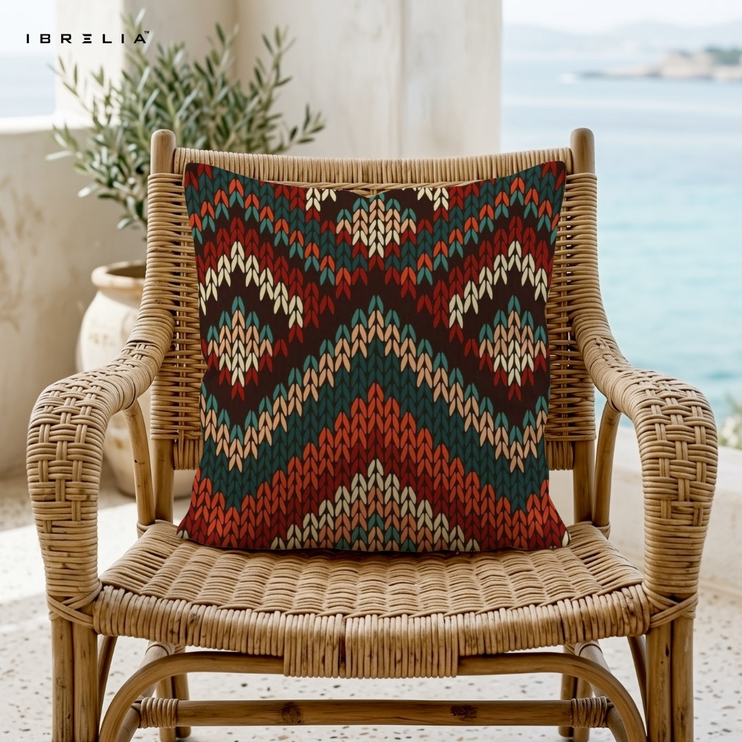 Chevron Pattern Cushion | Knitted Texture Cushion | Cozy Decorative Cushion | IBRELIA™ IBRELIA