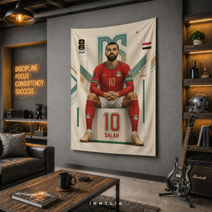 Mohamed Salah – FIFA World Cup 2026 – Premium Jute Fabric Tapestry – IBRELIA™