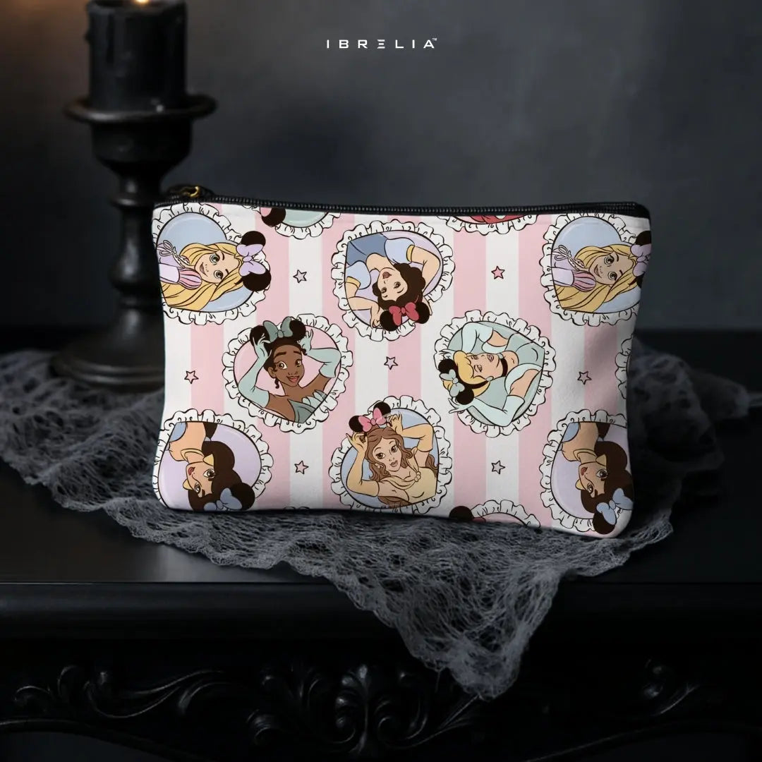 Pink Royal Portrait Makeup & Pencil Pouch – Double-Sided Print – IBRELIA™