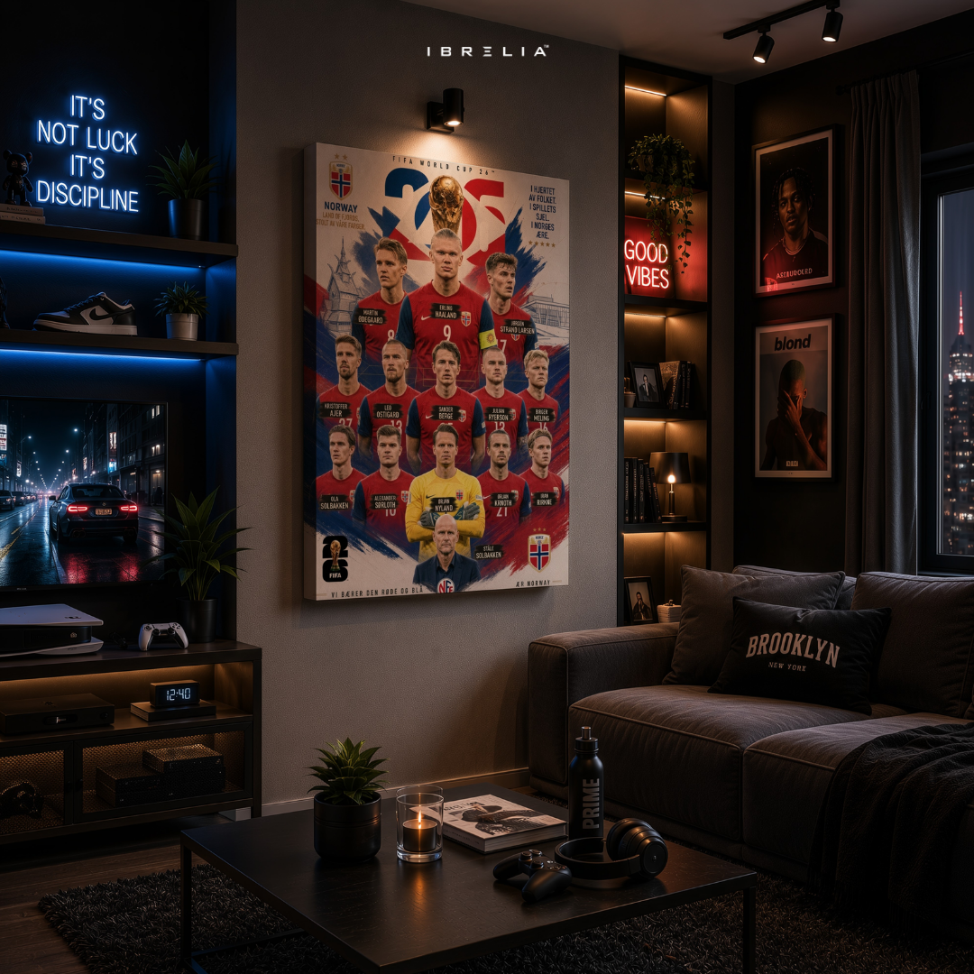 Norway FIFA World Cup 2026 Team Wall Art – Erling Haaland Football Poster | IBRELIA™