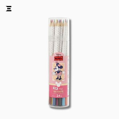 Disney Minnie Mouse Colored Pencils Set (24 Colors) | Premium Wooden Coloring Pencils | Kids Drawing Set | IBRELIA™ IBRELIA