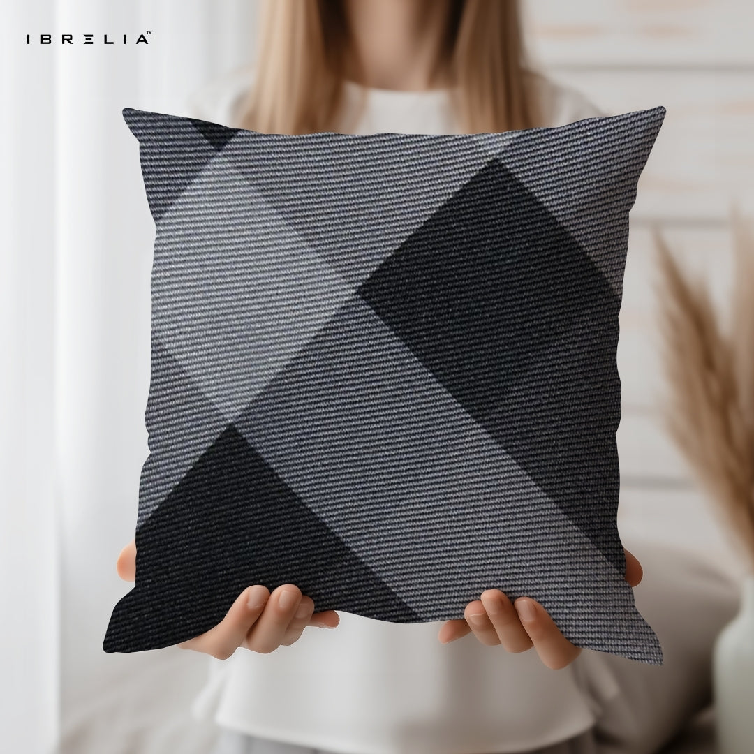 Abstract Geometric Cushion | Black & Grey Minimal Cushion | Modern Pattern Cushion | IBRELIA™ IBRELIA