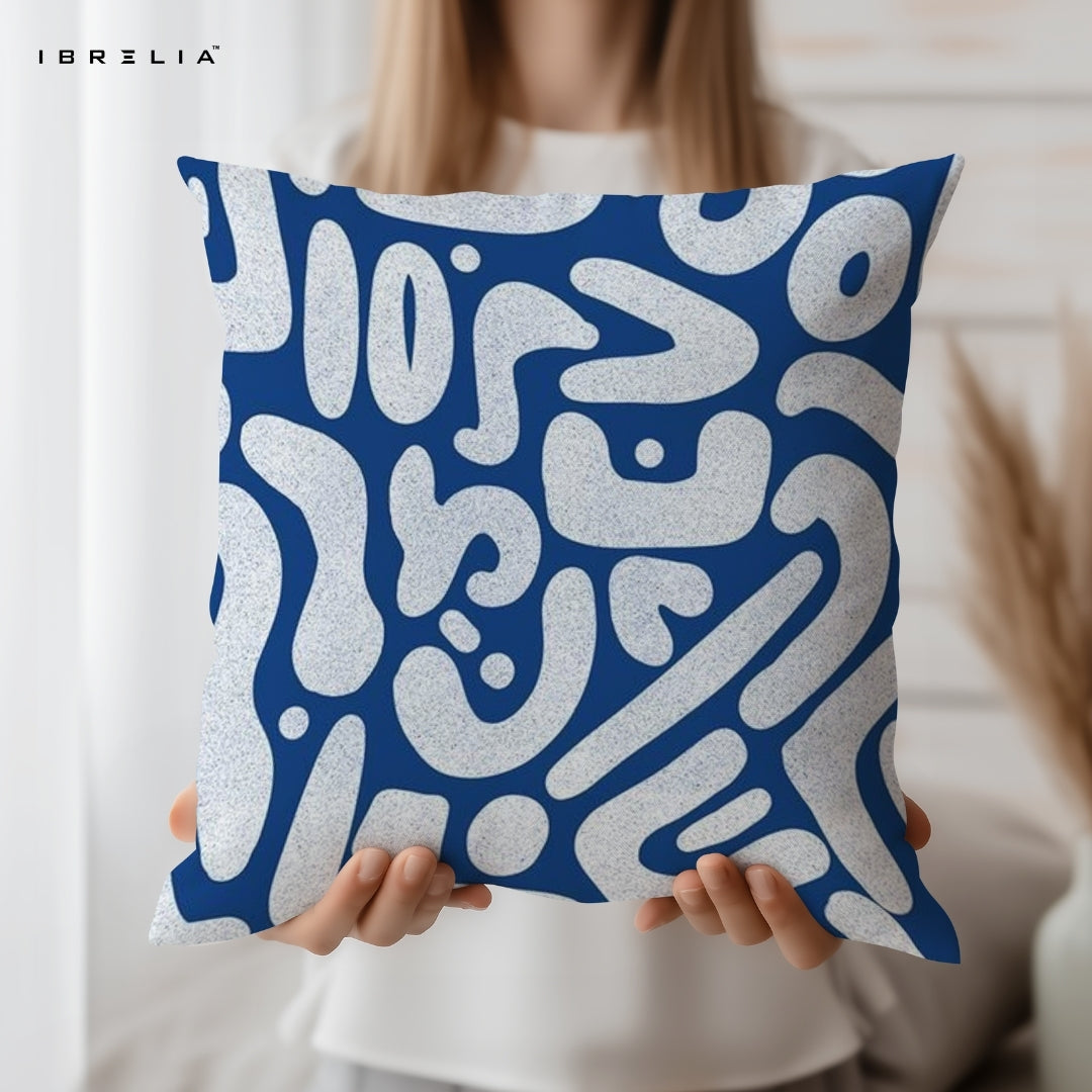 Abstract Blue Pattern Cushion | Modern Minimal Cushion | Contemporary Design Cushion | IBRELIA™ IBRELIA