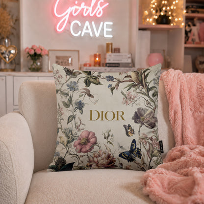 Luxury Floral Designer Cushion | Premium Velvet Suede | Double-Sided Print