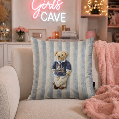 Classic Teddy Striped Cushion | Premium Velvet Suede | Double-Sided Print