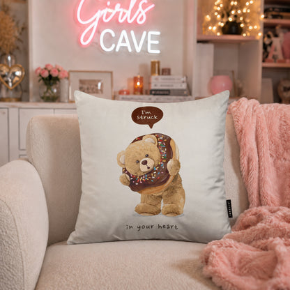 Sweet Donut Teddy Cushion | Premium Velvet Suede | Double-Sided Print