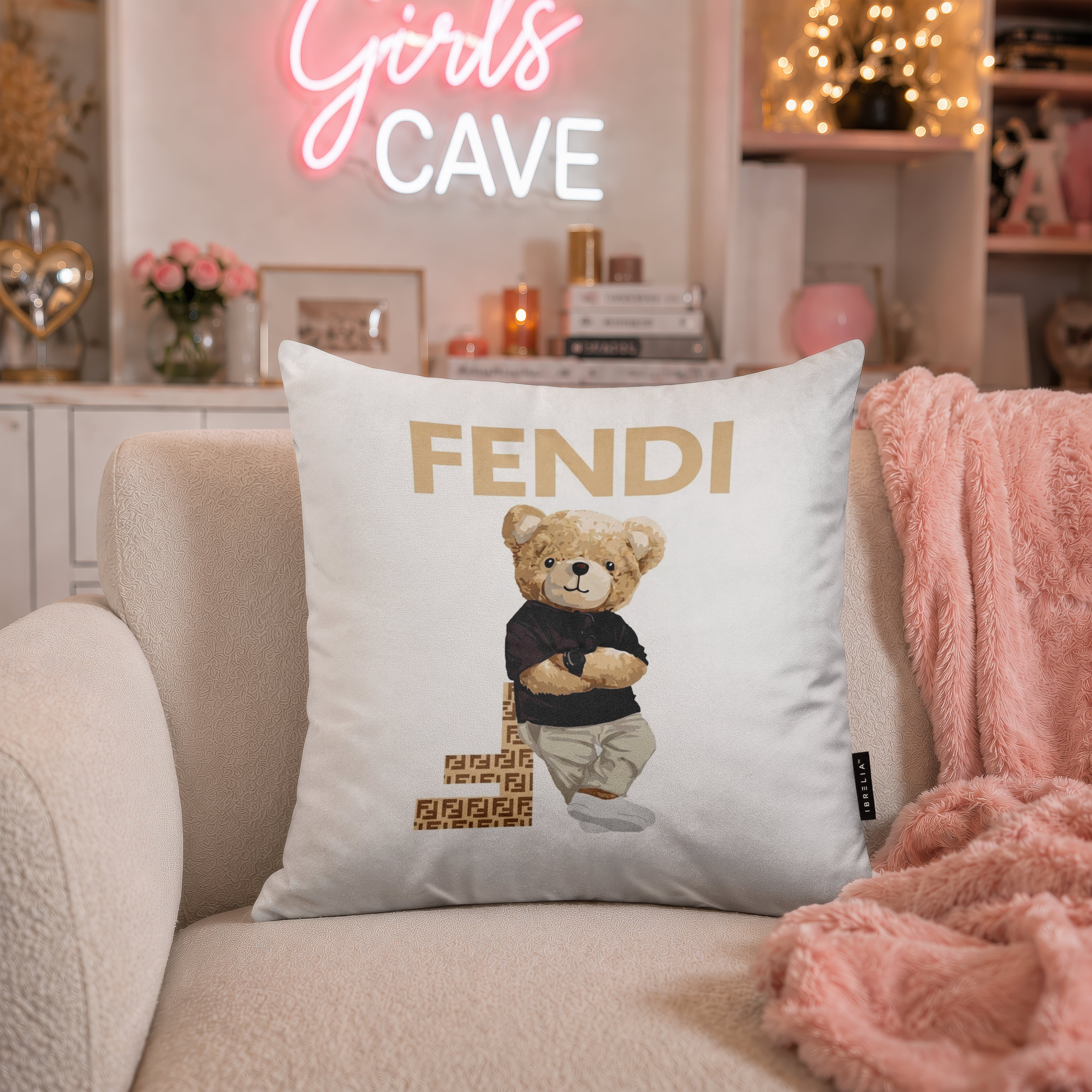 Luxury Teddy Bear Velvet Suede Decorative Cushion | Premium Double-Sided Print