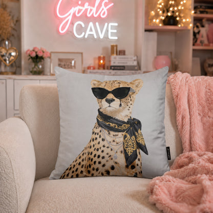 Luxury Cheetah Velvet Suede Decorative Cushion | Premium Double-Sided Print