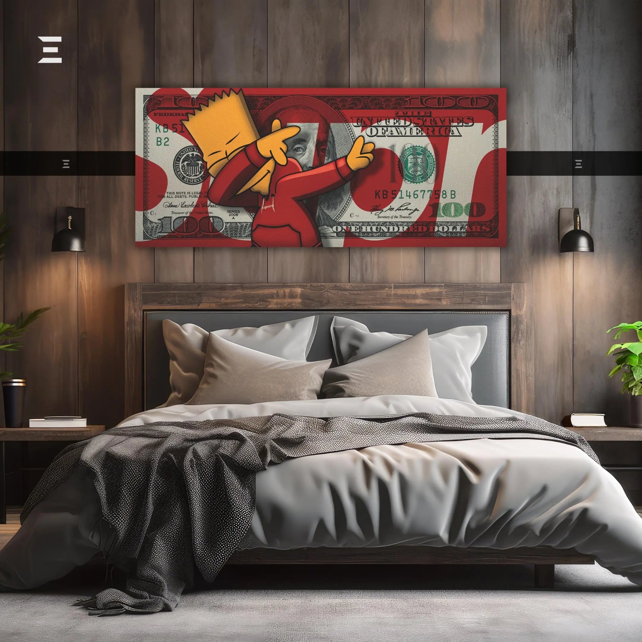Ultra Wide Wall Art – Bart Simpson x $100 Dollar Bill | IBRELIA IBRELIA